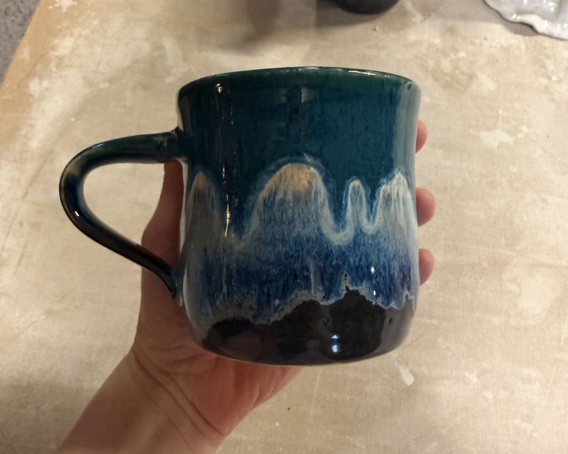 Blue and teal coffee mug